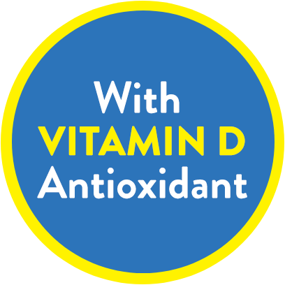 Badge saying 'Now with Vitamin D Antioxidant'
